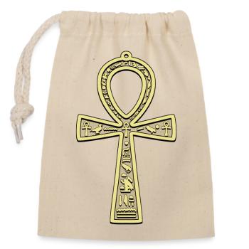 ANKH Ägyptische Symbolik - Verschließbarer Geschenkbeutel aus Baumwolle (14x20cm) - Natur - Vorne