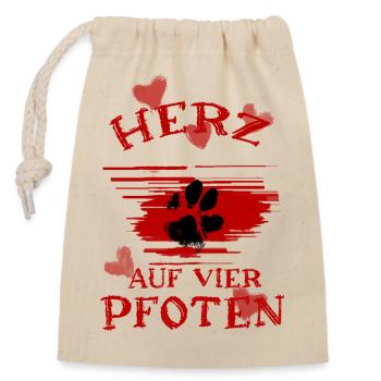 Coeur sur quatre pattes Design - Sac cadeau en coton avec cordon (14 x 20 cm) - nature - Devant