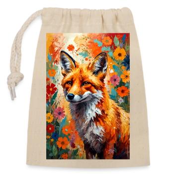 Fox flowers abstract fox lover gift - Closable cotton gift bag (14x20cm) - nature - Front