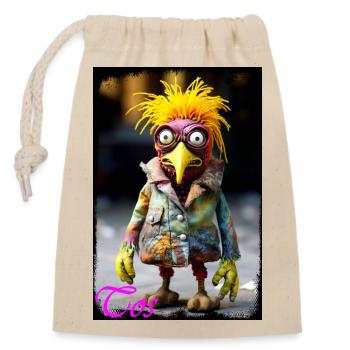 Humorous bird artist doll with colorful hairstyle - Closable cotton gift bag (14x20cm) - nature - Front