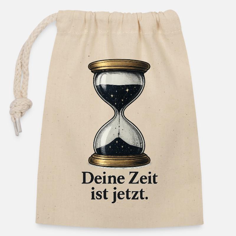 Deine_Zeit_ist_jetzt - Closable cotton gift bag (14x20cm) - nature