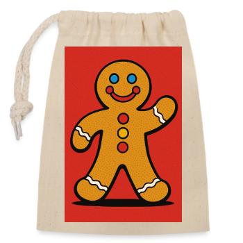 Happy Gingerbread Man - Closable cotton gift bag (14x20cm) - nature - Front