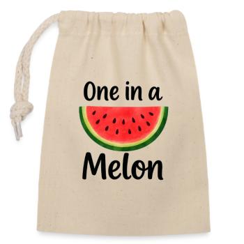Wassermelonen-Design mit Humor - Verschließbarer Geschenkbeutel aus Baumwolle (14x20cm) - Natur - Vorne