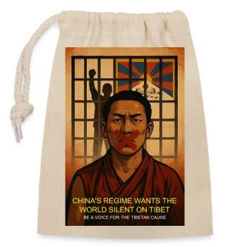 Tibet Justice Protest Artwork - Closable cotton gift bag (14x20cm) - nature - Front