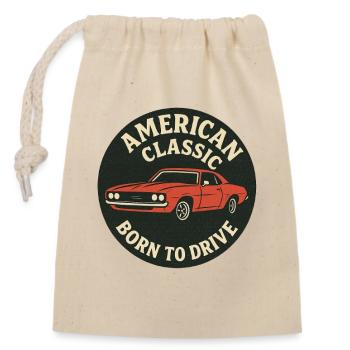 Voiture musclée - Sac cadeau en coton avec cordon (14 x 20 cm) - nature - Devant