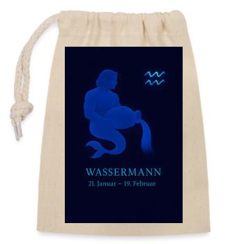 Wassermann Sternbild 20.01. – 18.02. Illustration - Verschließbarer Geschenkbeutel aus Baumwolle (14x20cm) - Natur - Vorne