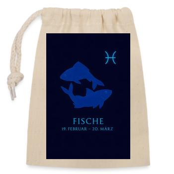 Fische Sternzeichen Design - Verschließbarer Geschenkbeutel aus Baumwolle (14x20cm) - Natur - Vorne