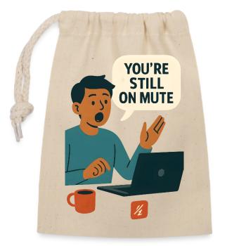 Mute Status Speech Bubble Graphic - Closable cotton gift bag (14x20cm) - nature - Front