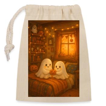 Cute Halloween Ghosts - Closable cotton gift bag (14x20cm) - nature - Front