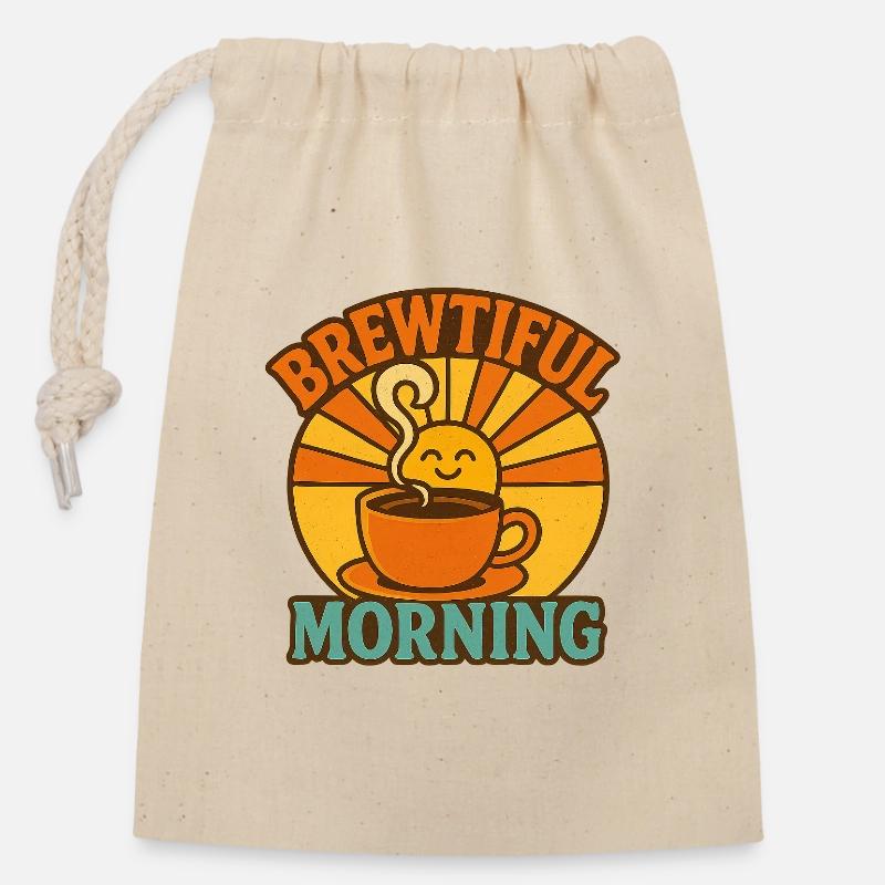 Brewtiful Morning - Closable cotton gift bag (14x20cm) - nature
