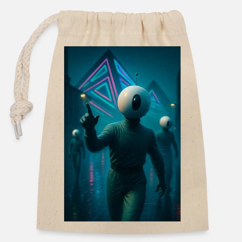 Bot et pyramide - Sac cadeau en coton avec cordon (14 x 20 cm) - nature