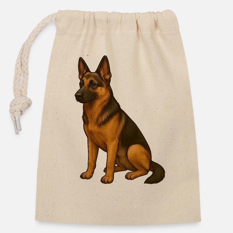 Eleganter Deutscher Schäferhund Druck - Verschließbarer Geschenkbeutel aus Baumwolle (14x20cm) - Natur