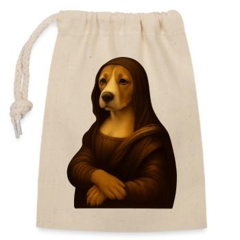 Dog Portrait in Renaissance Style - Closable cotton gift bag (14x20cm) - nature - Front