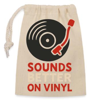 Sonne mieux sur les mélomanes de disques vinyles - Sac cadeau en coton avec cordon (14 x 20 cm) - nature - Devant