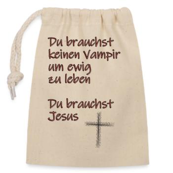 Ermutigende Jesus-Vampir-Botschaft - Verschließbarer Geschenkbeutel aus Baumwolle (14x20cm) - Natur - Vorne