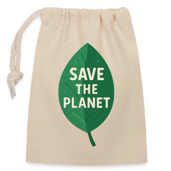 Eco-Leaf : Sauver la planète Design - Sac cadeau en coton avec cordon (14 x 20 cm) - nature - Devant