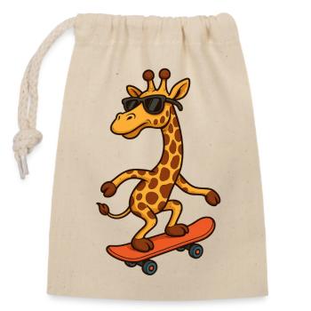 Girafe de skateboard élégante avec des lunettes de soleil - Sac cadeau en coton avec cordon (14 x 20 cm) - nature - Devant