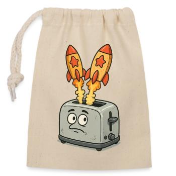 Des fusées spatiales dans le grille-pain - Sac cadeau en coton avec cordon (14 x 20 cm) - nature - Devant