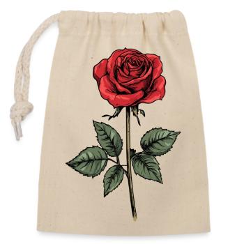 Red Rose Illustration Graphic - Closable cotton gift bag (14x20cm) - nature - Front