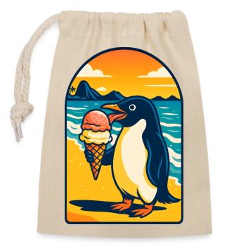Penguin Icecream Sunset - Closable cotton gift bag (14x20cm) - nature - Front