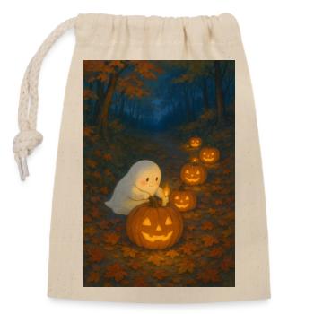 Halloween Ghost Cute - Closable cotton gift bag (14x20cm) - nature - Front