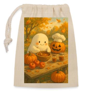 Cuisine fantôme d’Halloween - Sac cadeau en coton avec cordon (14 x 20 cm) - nature - Devant