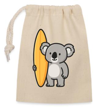 Koala Surfer – Australisches Funshirt - Verschließbarer Geschenkbeutel aus Baumwolle (14x20cm) - Natur - Vorne