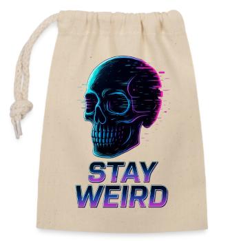 Restez bizarre Neon Skull - Sac cadeau en coton avec cordon (14 x 20 cm) - nature - Devant