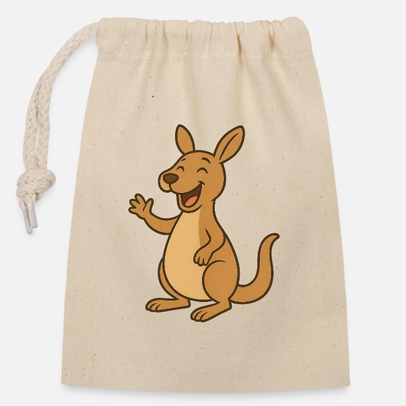 Kaenguru_was_lacht - Closable cotton gift bag (14x20cm) - nature