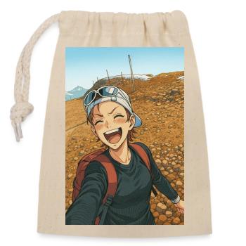 Laughter in the mountains animates adventurer - Closable cotton gift bag (14x20cm) - nature - Front