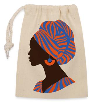 Afrique Femme africaine Design traditionnel - Sac cadeau en coton avec cordon (14 x 20 cm) - nature - Devant