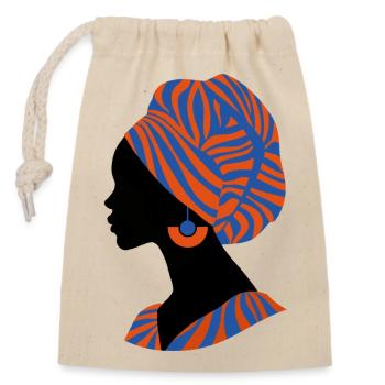 Femme Africaine Design Traditionnel Afrique - Sac cadeau en coton avec cordon (14 x 20 cm) - nature - Devant