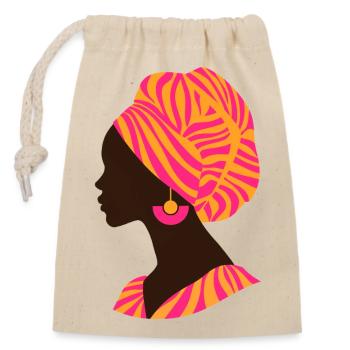 Afrique Femme africaine Design traditionnel - Sac cadeau en coton avec cordon (14 x 20 cm) - nature - Devant