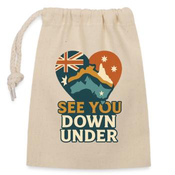 See You Down Under – Australien Shirt - Verschließbarer Geschenkbeutel aus Baumwolle (14x20cm) - Natur - Vorne