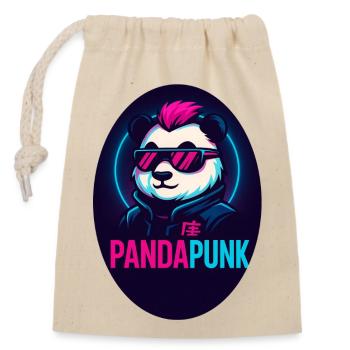 PandaPunk Neon Cyber Panda - Closable cotton gift bag (14x20cm) - nature - Front
