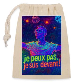 Techno - Sac cadeau en coton avec cordon (14 x 20 cm) - nature - Devant