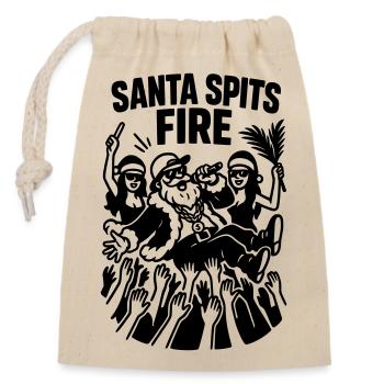 Père Noël Père Noël Rap Drôle Crachats Feu - Sac cadeau en coton avec cordon (14 x 20 cm) - nature - Devant