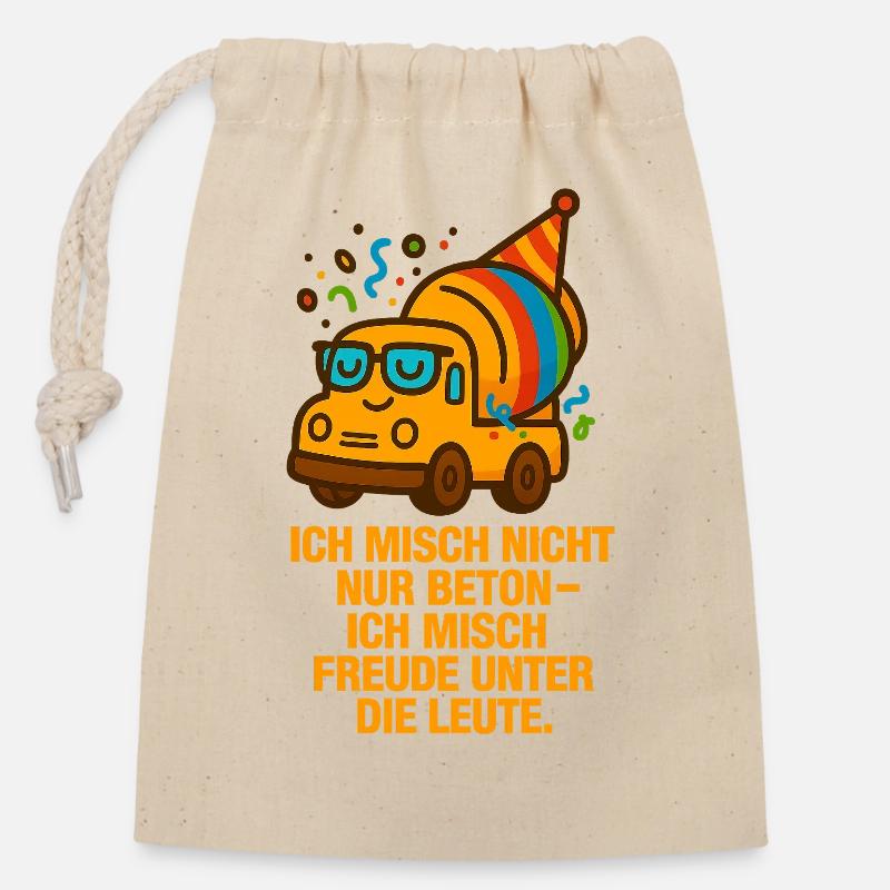 Ich_mische_nicht_nur_Beton_ich_mische_Freunde_u - Verschließbarer Geschenkbeutel aus Baumwolle (14x20cm) - Natur