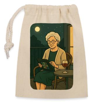 Soirée jeux de lune sur le balcon - Sac cadeau en coton avec cordon (14 x 20 cm) - nature - Devant