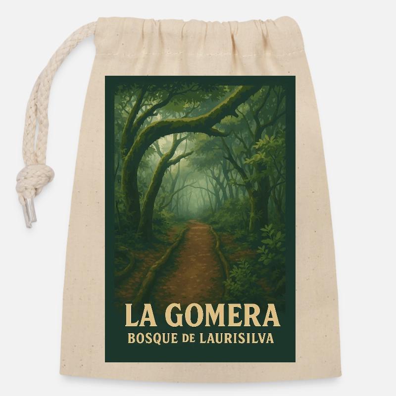 La Gomera Laurisilva Waldpfad - Verschließbarer Geschenkbeutel aus Baumwolle (14x20cm) - Natur