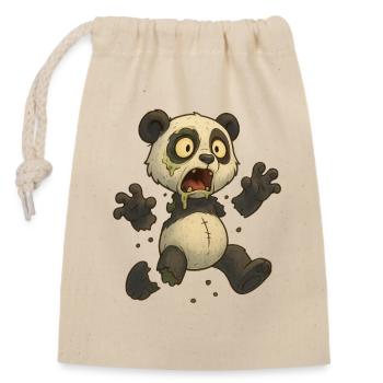 Panda Zombie Décomposé mort vivant halloween - Sac cadeau en coton avec cordon (14 x 20 cm) - nature - Devant