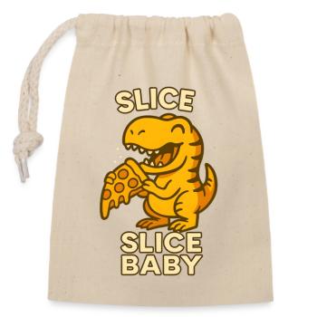 Pizza Dino Slice Baby - Closable cotton gift bag (14x20cm) - nature - Front