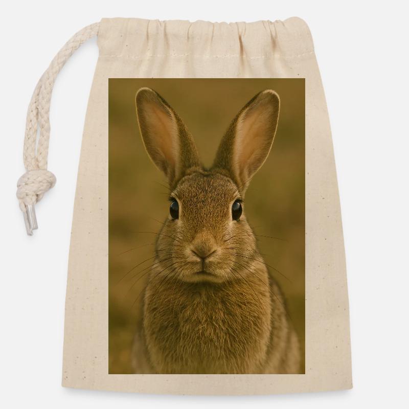 Tier, Kaninchen/Hase - Verschließbarer Geschenkbeutel aus Baumwolle (14x20cm) - Natur