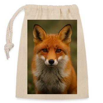 Animal, renard - Sac cadeau en coton avec cordon (14 x 20 cm) - nature - Devant