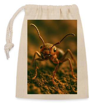 Animaux - Fourmi - Sac cadeau en coton avec cordon (14 x 20 cm) - nature - Devant