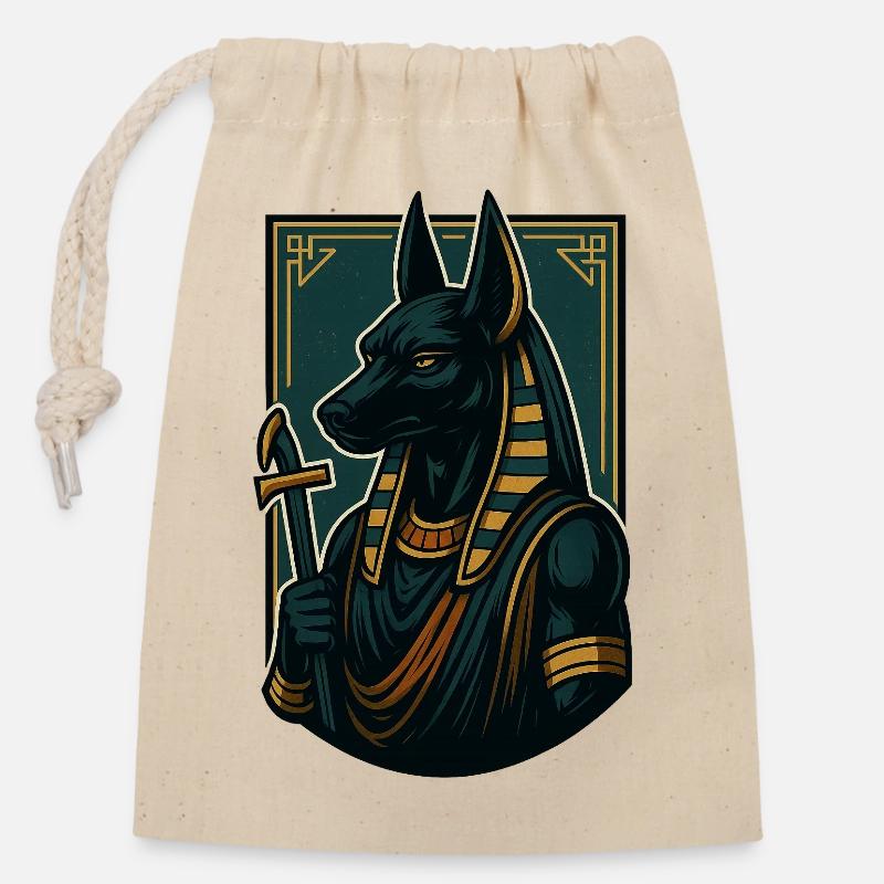Anubis - Verschließbarer Geschenkbeutel aus Baumwolle (14x20cm) - Natur