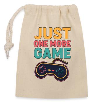 Just One More Game Retro Tee - Closable cotton gift bag (14x20cm) - nature - Front