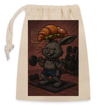 Power Bunny avec croissant - Sac cadeau en coton avec cordon (14 x 20 cm) - nature - Devant