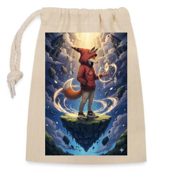Renard en cristal d’île flottante - Sac cadeau en coton avec cordon (14 x 20 cm) - nature - Devant