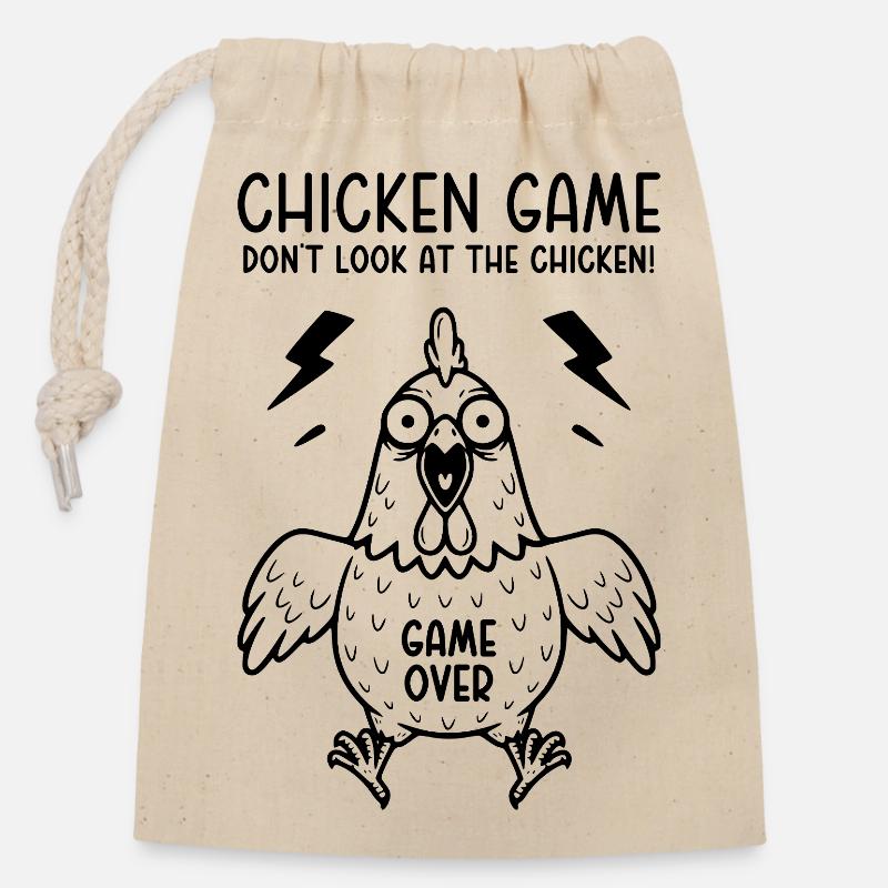 Chicken Game Don't look at the chicken Game over - Closable cotton gift bag (14x20cm) - nature